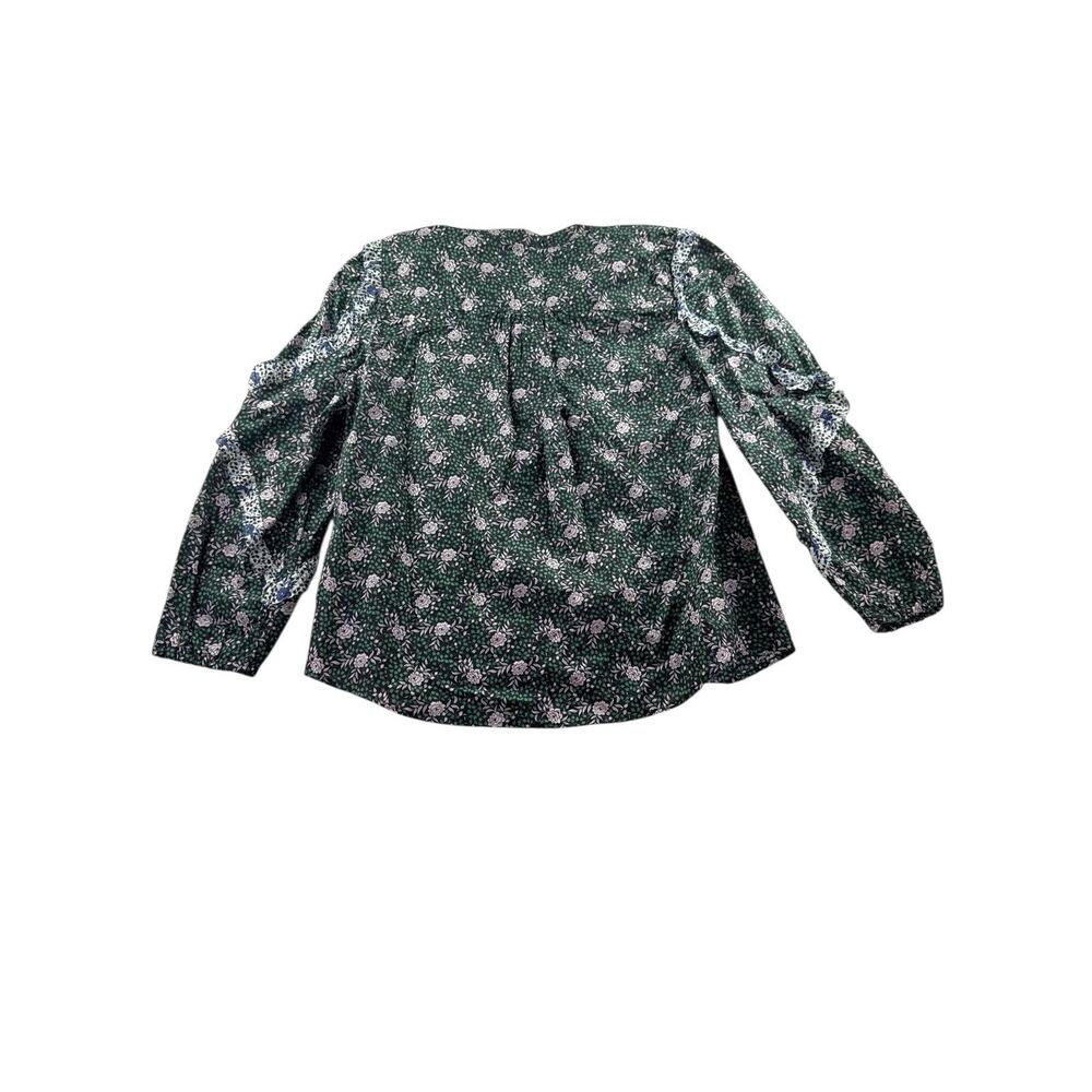J.Crew x Liberty Fabric Ruffle Sleeve Blouse Womens S Floral Green Preppy - Picture 3 of 11